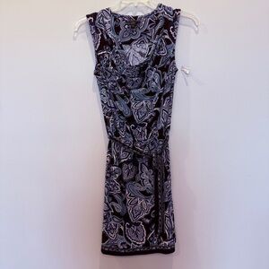 INC NWT sleeveless paisley print scoopneck belted dress blue black. Sz S AZ